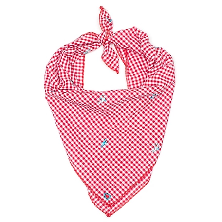 Worthy Dog Gingham Chomp Embroidered Sharks Classic Square Tie-On Pet Bandana