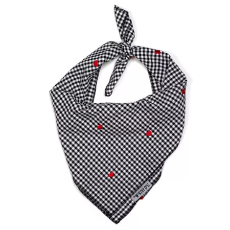 Worthy Dog Gingham Embroidered Hearts Classic Square Tie Pet Bandana Dog Bandanas Ties & Accessories