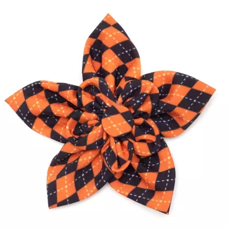 Dignified Dog Halloween Argyle Flower Adjustable Pet Collar Accessory Dog Bandanas Ties & Accessories