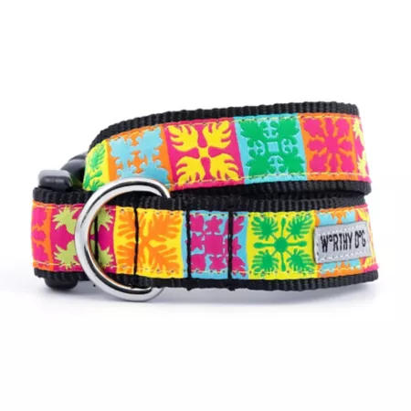 Worthy Dog Hawaiian Patchwork Adjustable Dog Collar Dog Basic Collars