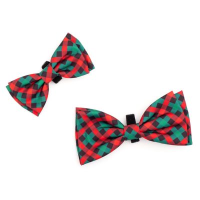 Image showing  Holiday Check Bow Tie Adjustable Pet Collar Accessory