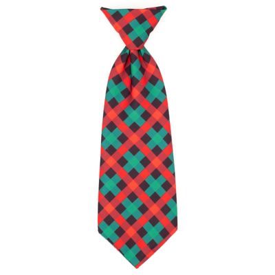 Worthy Dog Holiday Check Plaid Adjustable Neck Tie Pet Collar Accessory