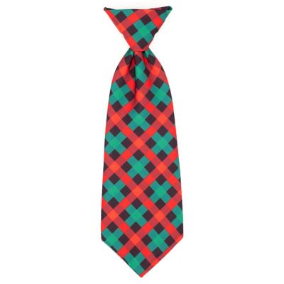 Worthy Dog Holiday Check Plaid Adjustable Neck Tie Pet Collar Accessory