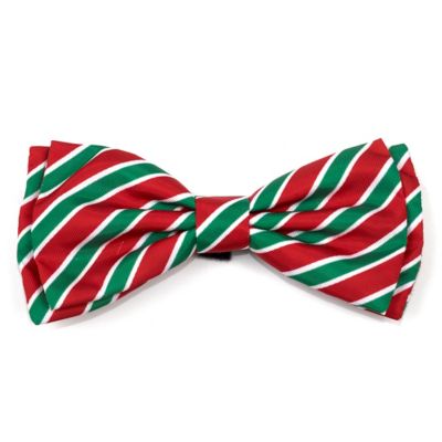 Worthy Dog Holiday Stripe Adjustable Bow Tie Pet Collar Accessory