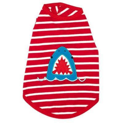 Worthy Dog Knit Stripe Applique Shark Dog T-Shirt
