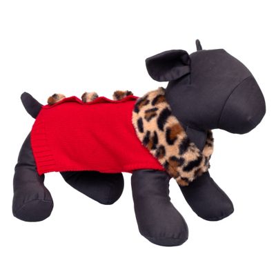 Worthy Dog Leopard Collar Pullover Dog Cardigan Dog Sweater