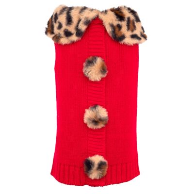 Image showing  Leopard Collar Pullover Dog Cardigan Dog Sweater