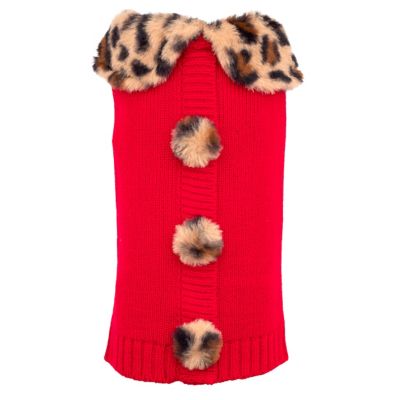 Worthy Dog Leopard Collar Pullover Dog Cardigan Dog Sweater
