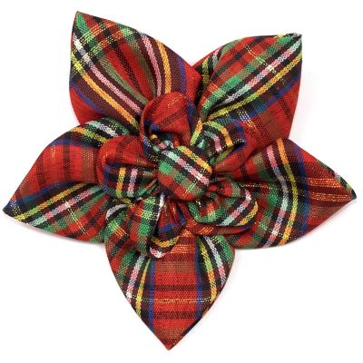 Worthy Dog Lurex Plaid Flower Adjustable Pet Collar Accessory