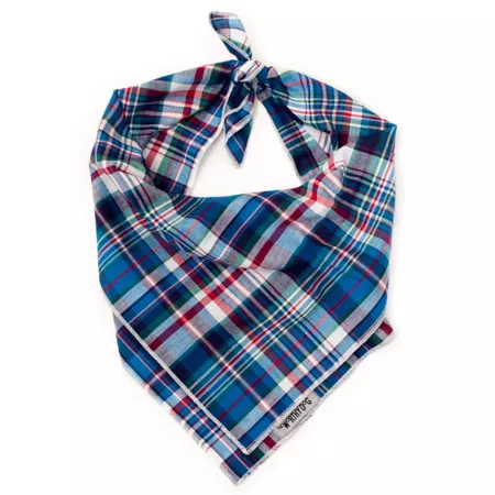 Worthy Dog Madras Plaid Classic Square Tie-On Pet Bandana Cat Bandanas Ties & Accessories