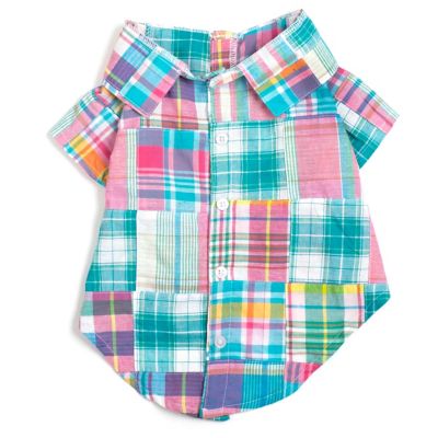 Worthy Dog Multi Patch Madras Button-Up Look Pet Shirt