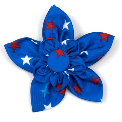 Worthy Dog Patriotic Stars Flower Adjustable Pet Collar Accessory