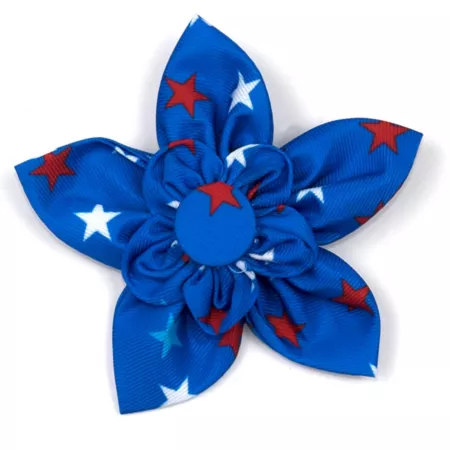 Dignified Dog Patriotic Stars Flower Adjustable Pet Collar Accessory Dog Bandanas Ties & Accessories