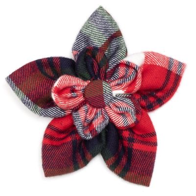 Worthy Dog Plaid Flower Adjustable Pet Collar Accessory