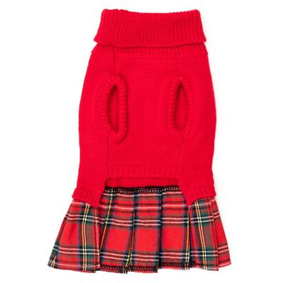 Image showing  Plaid Layered-Look Two-Fer Pet Pullover Turtleneck Dog Sweater Dress