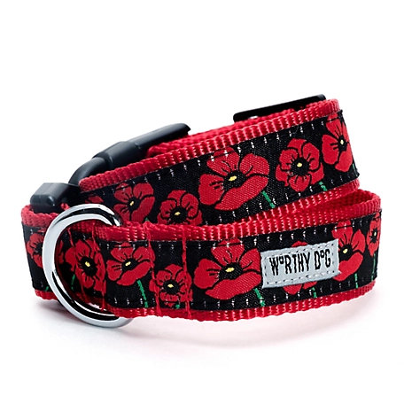 Worthy Dog Adjustable Poppies Dog Collar
