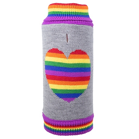 Worthy Dog Rainbow Heart Turtleneck Pullover Dog Sweater