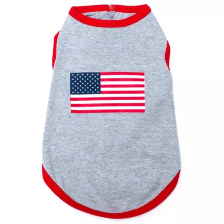 Worthy Dog Sleeveless Dog T-Shirt with American Flag Screen Print Dog Shirts