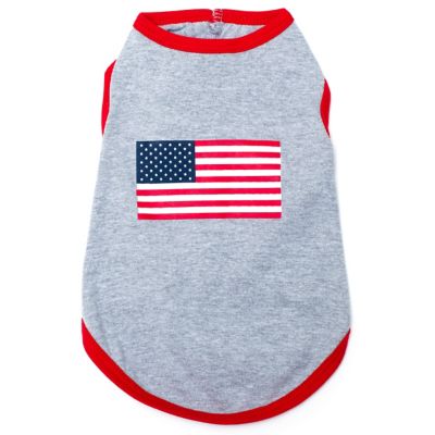 Worthy Dog Screen Print American Flag Graphic Sleeveless Dog T-Shirt