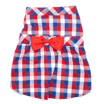 Worthy Dog Seersucker Check Adjustable Pet Dress