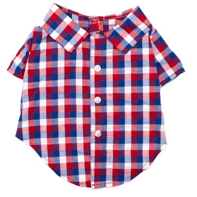 Worthy Dog Seersucker Check Button-Up Look Pet Shirt
