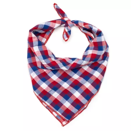 Worthy Dog Plaid Seersucker Square Tie-On Pet Bandana Dog Bandanas Ties & Accessories