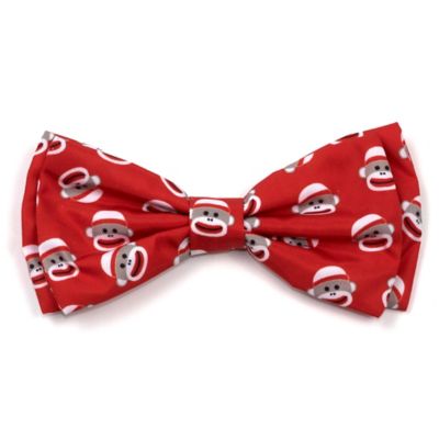 Worthy Dog Sock Monkey Bow Tie Adjustable Pet Collar Accessory