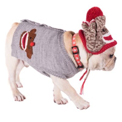 Worthy Dog Sock Monkey Pullover Cardigan Dog Sweater