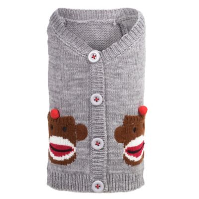 Worthy Dog Sock Monkey Pullover Cardigan Dog Sweater