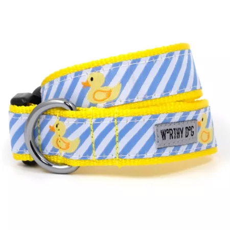 Worthy Dog Adjustable Striped Rubber Duck Dog Collar Dog Basic Collars