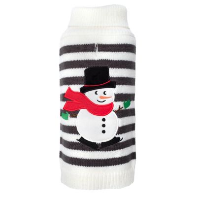 Worthy Dog Stripe Snowman Pullover Dog Sweater