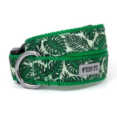 Worthy Dog Adjustable Tropical Leaves Dog Collar