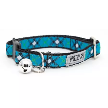 Worthy Dog Adjustable Bias Plaid Detachable Cat Collar Cat Collars & Harnesses