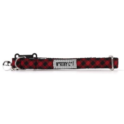 Worthy Dog Adjustable Bias Buffalo Plaid Breakaway Cat Collar