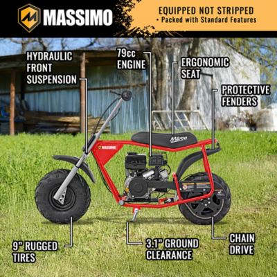 Image showing 8 th Massimo MB100 2.5 HP 79cc Gas Mini Bike Motorcycle, Black