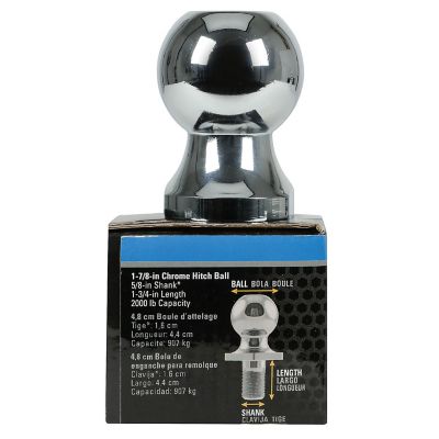 Image showing  1-7/8 in. Trailer Hitch Ball, 2,000K lb. Capacity, 5/8 in. x 1-3/4 in. Shank, Chrome