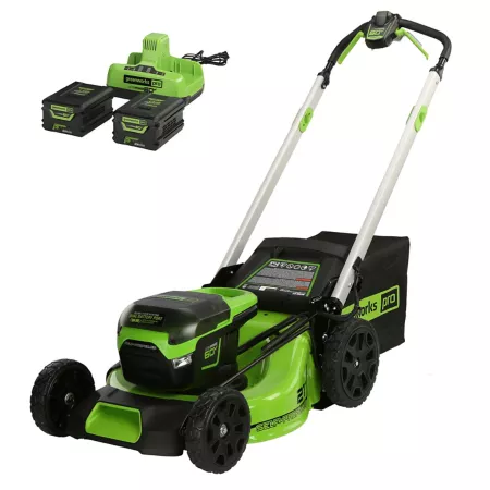 Greenworks 21 in 60V Cordless Brushless Battery Self-Propelled Lawn Mower (2) 4.0 Ah Batteries and Charger Self Propelled Mowers