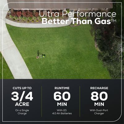 Image showing  21 in. 60V Brushless Cordless Battery Walk-Behind Self-Propelled Push Lawn Mower, (2) 4.0Ah Battery & Charger