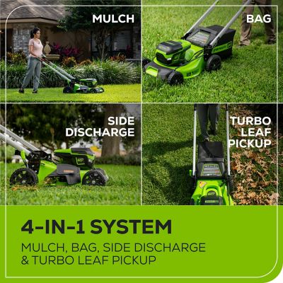 Image showing 7 th Greenworks 21 in. 60V Brushless Cordless Battery Walk-Behind Self-Propelled Push Lawn Mower, (2) 4.0Ah Battery & Charger