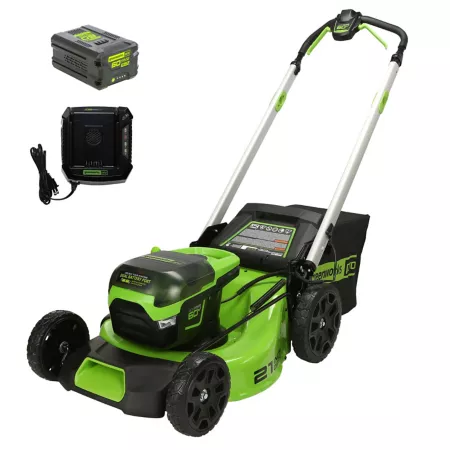 Greenworks 21 in 60V Brushless Push Lawn Mower with 5.0 Ah Battery and Charger Push Lawn Mowers