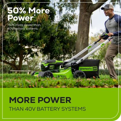 Image showing  21 in. 60V Brushless Cordless Battery Walk Behind Push Lawn Mower, 5.0Ah Battery & Charger