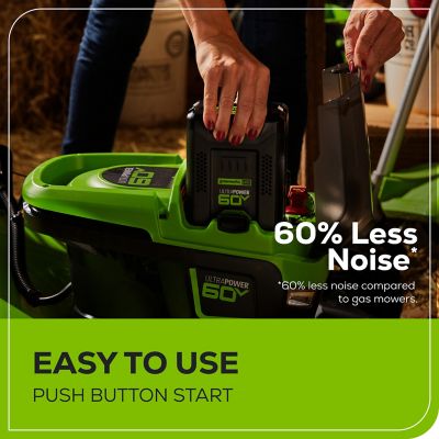 Image showing 6 th Greenworks 21 in. 60V Brushless Cordless Battery Walk Behind Push Lawn Mower, 5.0Ah Battery & Charger