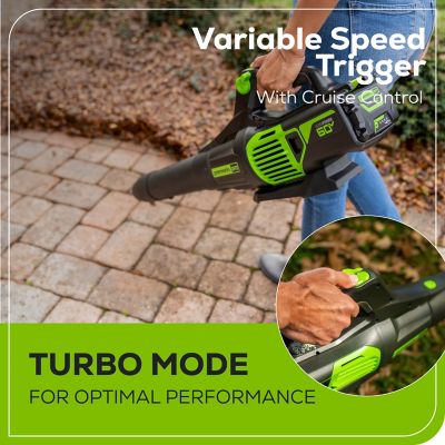Image showing 5 th Greenworks 130 MPH/610 CFM 60V Cordless Handheld Leaf Blower, Battery and Charger Included
