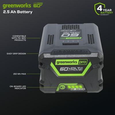 Image showing 8 th Greenworks 60V UltraPower 2.5Ah Lithium-Ion Battery