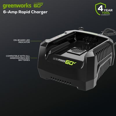 Image showing 8 th Greenworks 6A 0V UltraPower Lithium-Ion Rapid Battery Charger