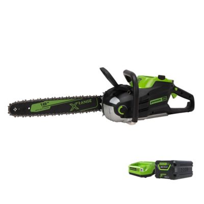 Greenworks 60V 18-in Cordless Brushless Chainsaw, 50cc 2.5 kW Gas Chainsaw Equivalent, 5.0 Ah Battery & Charger, 2023602