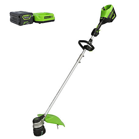 Greenworks 60V 16-in Brushless Cordless Battery String Trimmer, 2.5 Ah Lithium-Ion Battery & Rapid Charger, 2122802