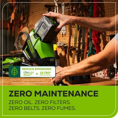 Image showing 5 th Greenworks 16 in. 60V Straight Shaft Cordless String Trimmer, Battery and Charger Included