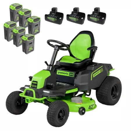 Greenworks 42" Cordless Battery Electric CrossoverT Tractor Riding Lawn Mower 60V (6) 8Ah Batteries and Chargers Mower Riding Lawn Mowers