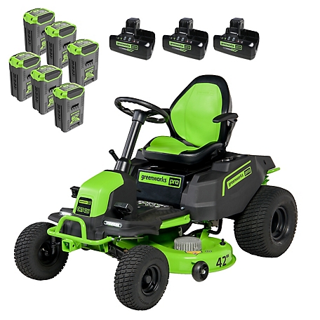 Greenworks 60V 42 in. Cordless Battery Electric CrossoverT Tractor Riding Lawn Mower, (6) 8 Ah Battery & Chargers, Mower CRT426